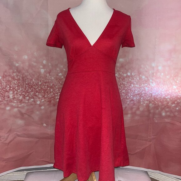 Zara Dresses & Skirts - Zara V Neck Summer Red Mini Flared Dress Size M